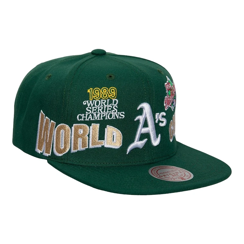 Oakland Athletics World Champs Green Mitchell & Ness Snapback Hat