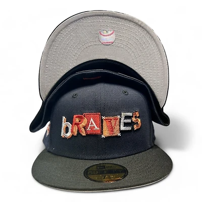 Atlanta Braves Navy Black Two Tone 150th Anni Patch Gray UV New Era 59FIFTY Fitted Hat