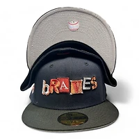 Atlanta Braves Navy Black Two Tone 150th Anni Patch Gray UV New Era 59FIFTY Fitted Hat