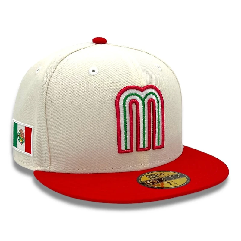 Mexico Chrome and Red Flag Patch Gray UV New Era 59FIFTY Fitted Hat