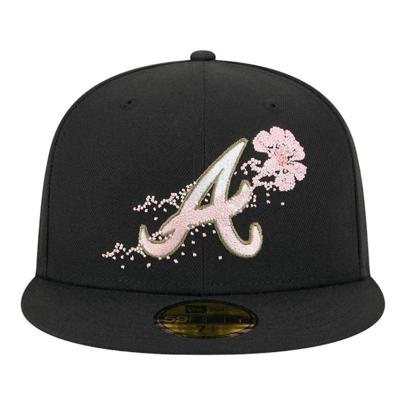 Atlanta Braves Black Dotted Floral New Era 59FIFTY Fitted Hat
