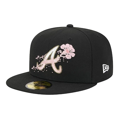 Atlanta Braves Black Dotted Floral New Era 59FIFTY Fitted Hat