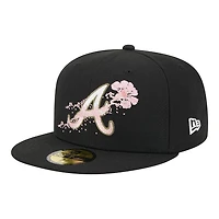 Atlanta Braves Black Dotted Floral New Era 59FIFTY Fitted Hat