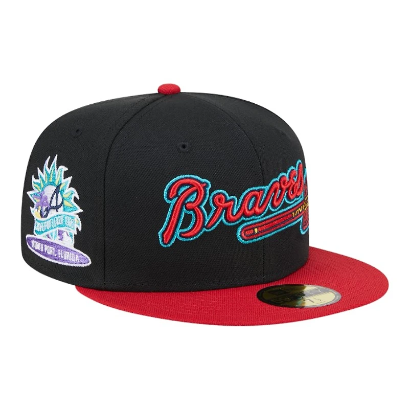 Atlanta Braves Black Retro Spring Training Grapefruit League Patch Gray UV New Era 59FIFTY Fitted Hat