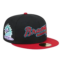 Atlanta Braves Black Retro Spring Training Grapefruit League Patch Gray UV New Era 59FIFTY Fitted Hat