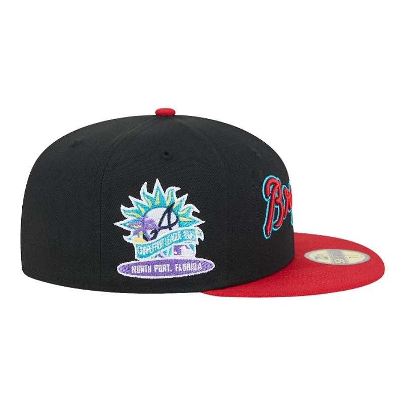 Atlanta Braves Black Retro Spring Training Grapefruit League Patch Gray UV New Era 59FIFTY Fitted Hat