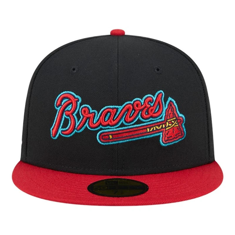 Atlanta Braves Black Retro Spring Training Grapefruit League Patch Gray UV New Era 59FIFTY Fitted Hat