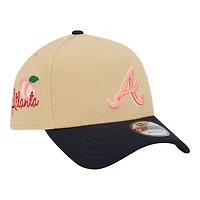 Atlanta Braves Two Tone Peaches Patch Navy UV New Era A-Frame 9FORTY Snapback Hat