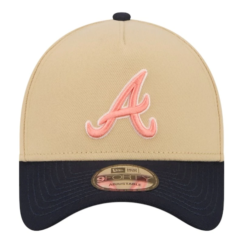 Atlanta Braves Two Tone Peaches Patch Navy UV New Era A-Frame 9FORTY Snapback Hat