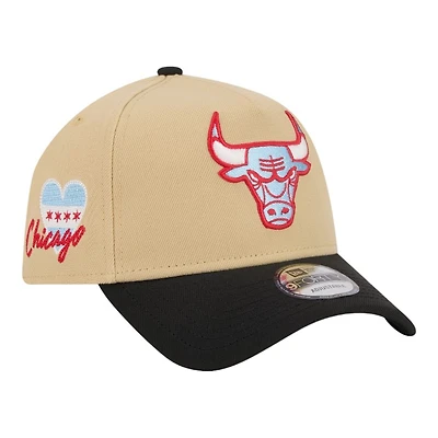 Chicago Bulls Two Tone Chicago Heart Patch Black UV New Era A-Frame 9FORTY Snapback Hat