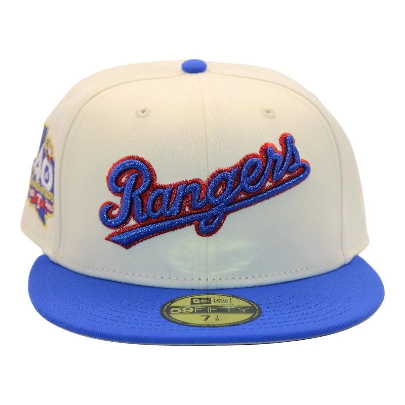 Texas Rangers Cream and Blue "DPM Stock Pack"40th Anniversary Patch Gray UV New Era 59Fifty Fitted Hat
