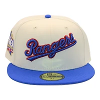 Texas Rangers Cream and Blue "DPM Stock Pack"40th Anniversary Patch Gray UV New Era 59Fifty Fitted Hat