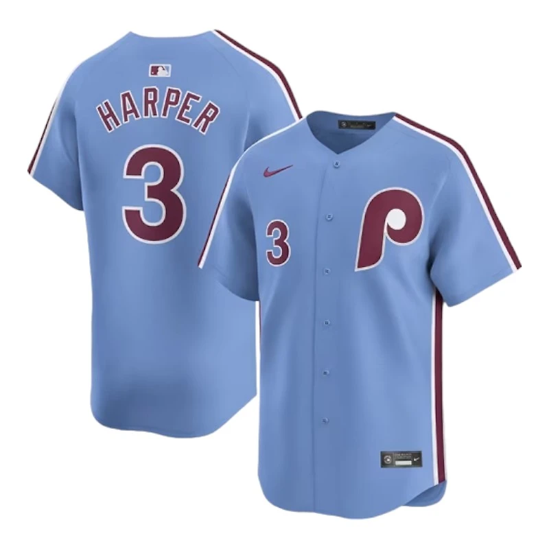 Philadelphia Phillies Bryce Harper Powder Blue Cooperstown Nike Limited Player Jersey