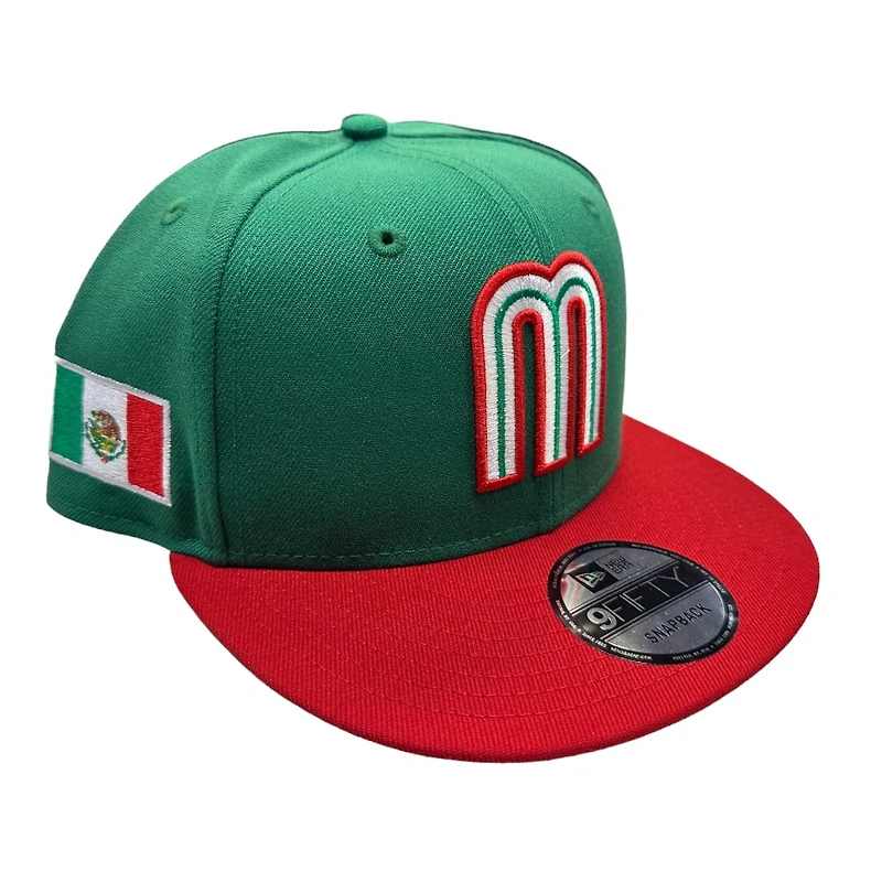 Mexico Red and Green Flag Mexico Patch Gray UV New Era 9FIFTY Snapback Hat