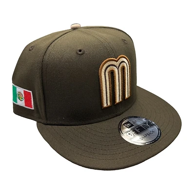 Mexico Brown Mexico Flag Patch Tan UV New Era 9FIFTY Snapback Hat