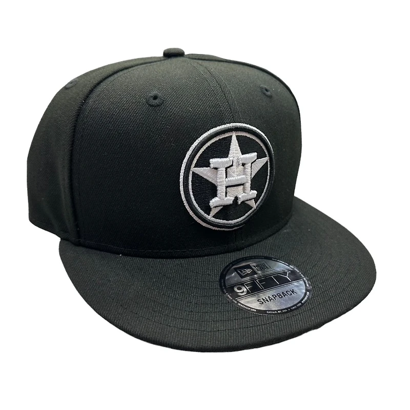 Houston Astros Black and White Basic Circle Logo Gray UV New Era 9FIFTY Snapback Hat