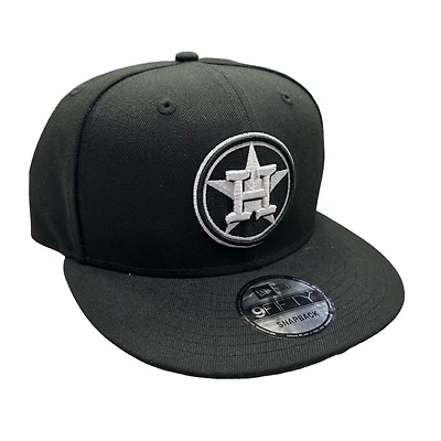 Houston Astros Black and White Basic Circle Logo Gray UV New Era 9FIFTY Snapback Hat