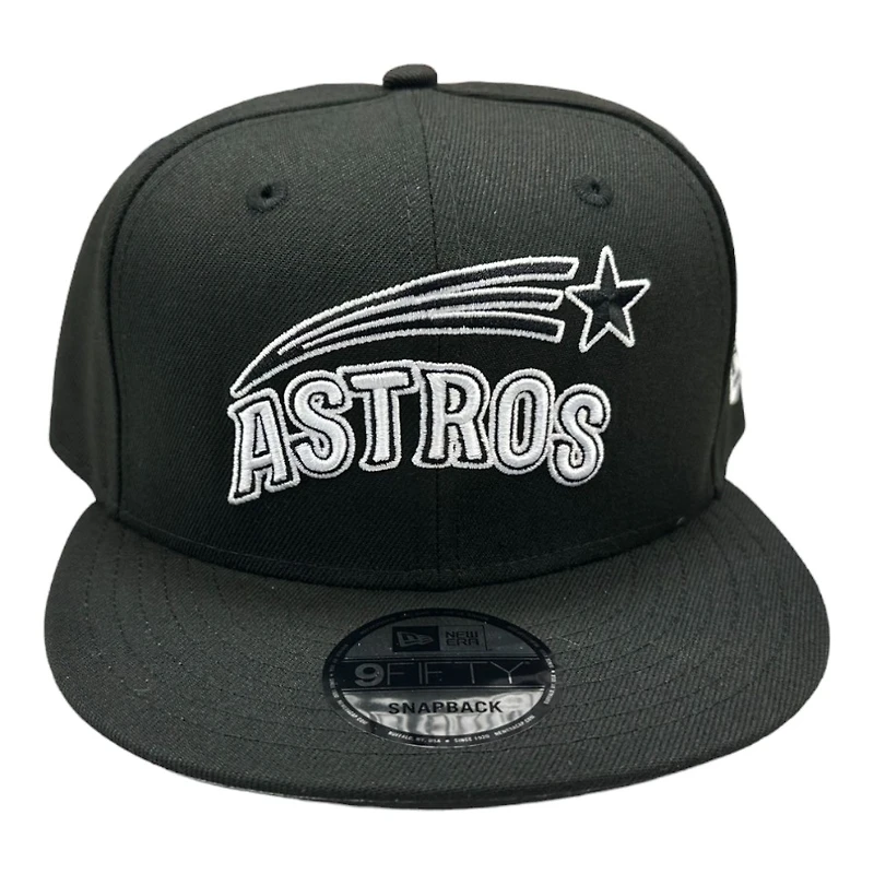 Houston Astros Black and White Basic Shooting Star Logo Gray UV New Era 9FIFTY Snapback Hat
