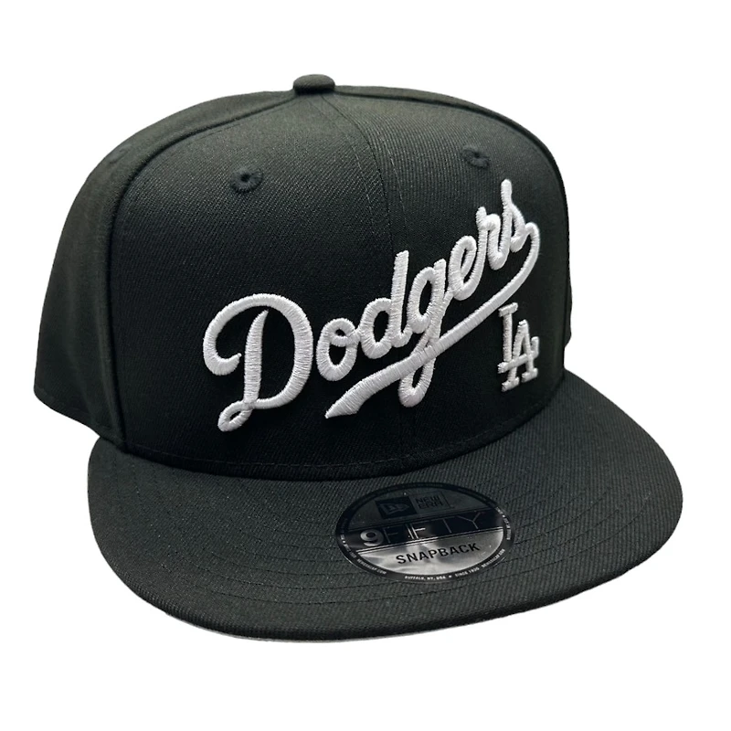 Los Angeles Dodgers Black and White Script LA Gray UV New Era 9FIFTY Snapback Hat