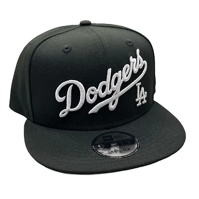 Los Angeles Dodgers Black and White Script LA Gray UV New Era 9FIFTY Snapback Hat