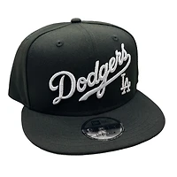 Los Angeles Dodgers Black and White Script LA Gray UV New Era 9FIFTY Snapback Hat