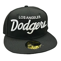 Los Angeles Dodgers Black White Wordmark Gray UV New Era 59FIFTY Fitted Hat