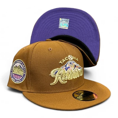 Tacoma Rainiers Brown Pacific Coast League Patch Purple UV 59FIFTY Fitted Hat