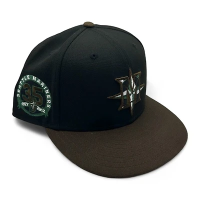 Seattle Mariners Black and Brown 35th Anni Patch Gray UV New Era 59FIFTY Fitted Hat