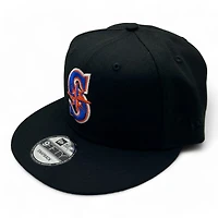 Seattle Mariners BSU Night Black with Royal & Orange Logo Bronco Head Side Patch New Era 9FIFTY Snapback Hat