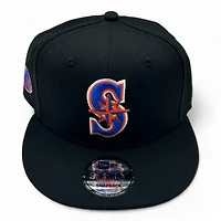 Seattle Mariners BSU Night Black with Royal & Orange Logo Bronco Head Side Patch New Era 9FIFTY Snapback Hat