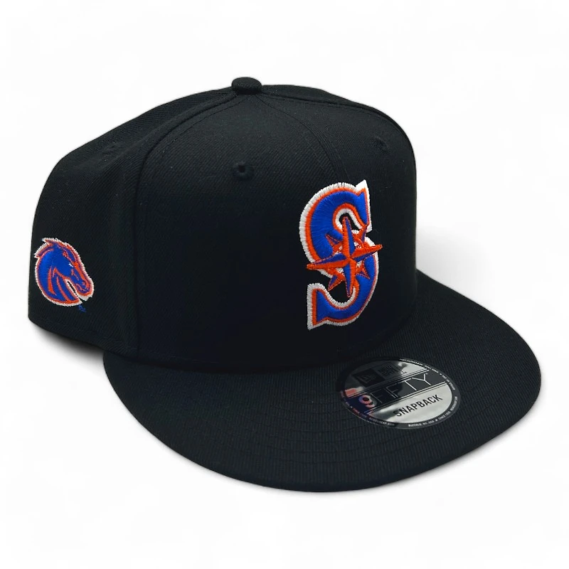 Seattle Mariners BSU Night Black with Royal & Orange Logo Bronco Head Side Patch New Era 9FIFTY Snapback Hat