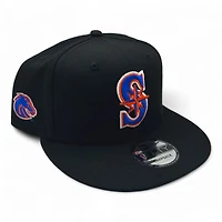 Seattle Mariners BSU Night Black with Royal & Orange Logo Bronco Head Side Patch New Era 9FIFTY Snapback Hat