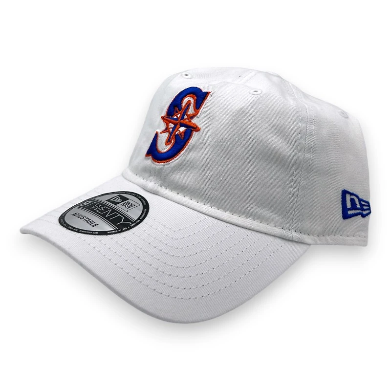 Seattle Mariners BSU Night White with Royal and Orange Logo Bronco Head Side Patch New Era 9TWENTY Adjustable Hat