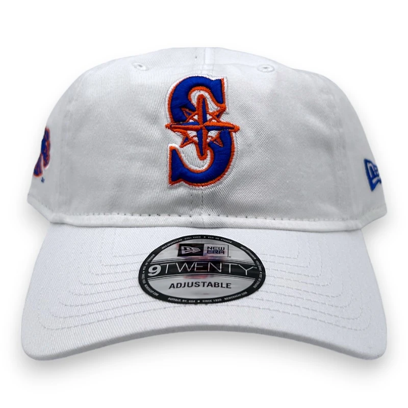 Seattle Mariners BSU Night White with Royal and Orange Logo Bronco Head Side Patch New Era 9TWENTY Adjustable Hat
