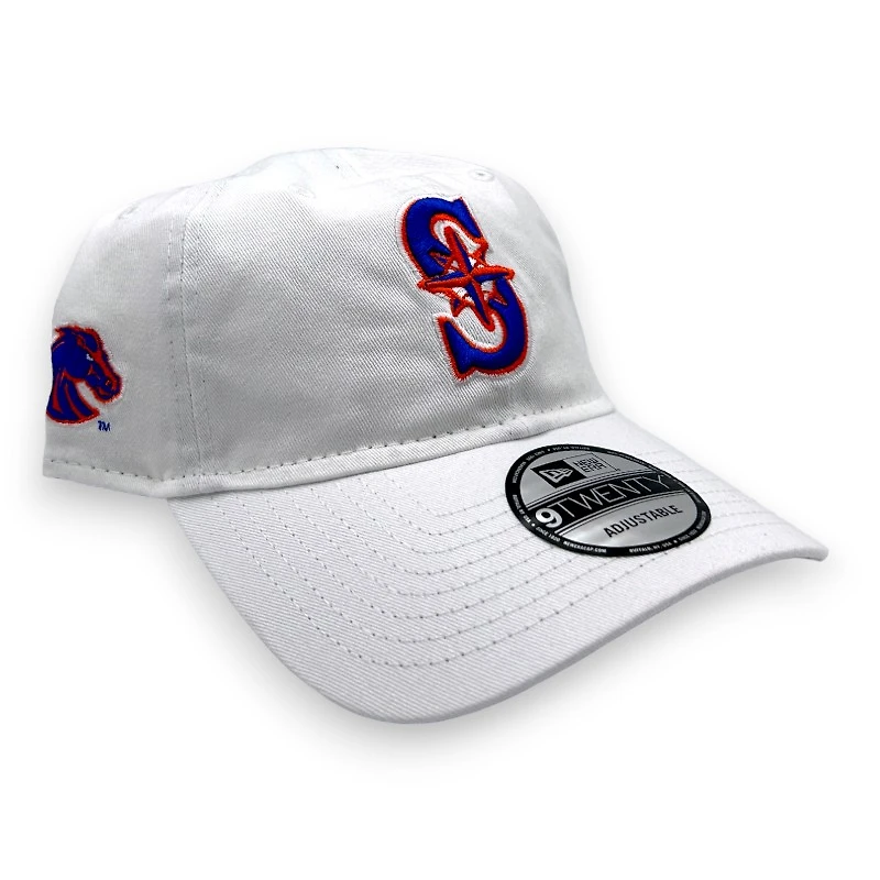 Seattle Mariners BSU Night White with Royal and Orange Logo Bronco Head Side Patch New Era 9TWENTY Adjustable Hat