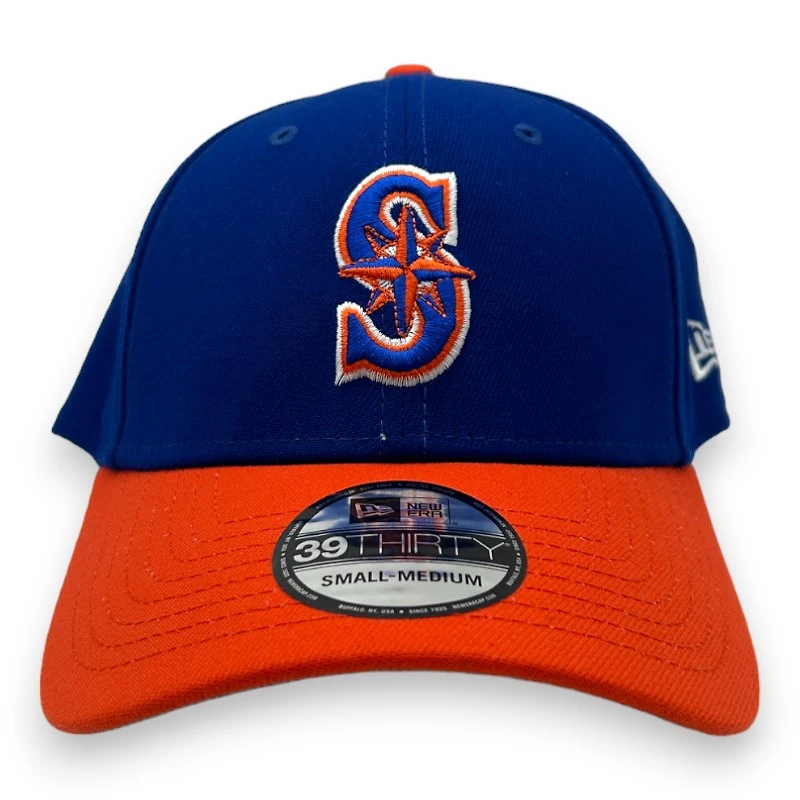 Seattle Mariners BSU Night Royal and Orange Bronco Head Side Patch New Era 39THIRTY Flex Hat