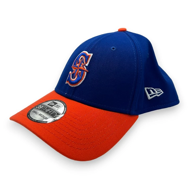 Seattle Mariners BSU Night Royal and Orange Bronco Head Side Patch New Era 39THIRTY Flex Hat