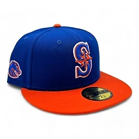 Seattle Mariners BSU Night Royal and Orange Bronco Head Side Patch Gray UV New Era 59Fifty Fitted Hat