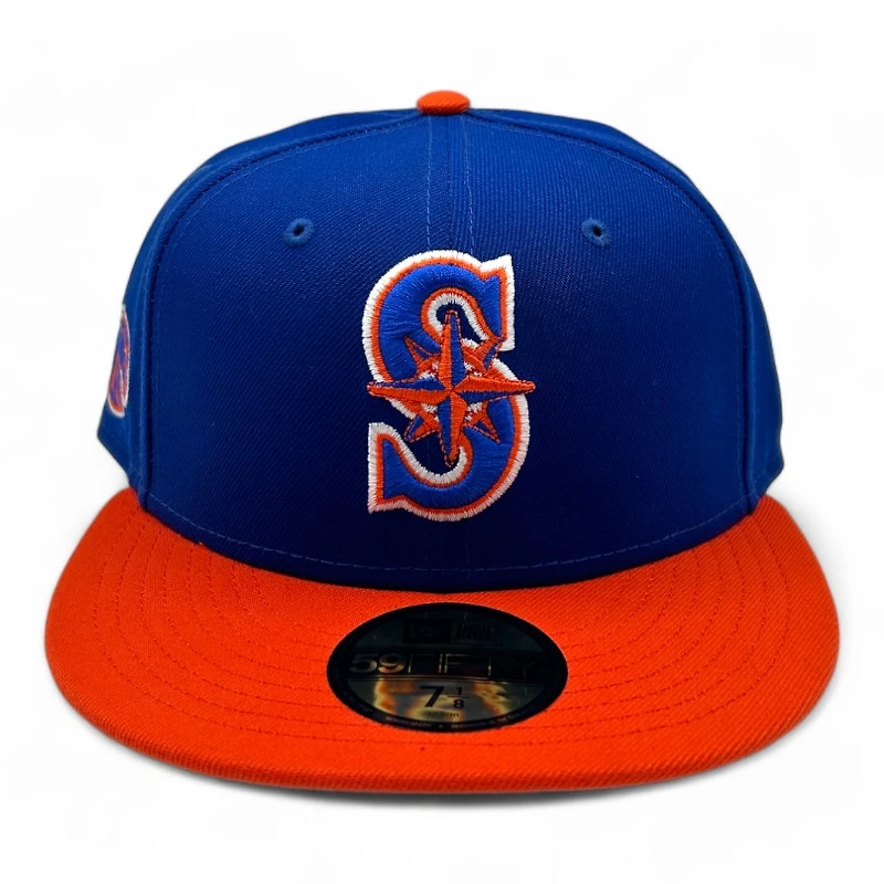 Seattle Mariners BSU Night Royal and Orange Bronco Head Side Patch Gray UV New Era 59Fifty Fitted Hat