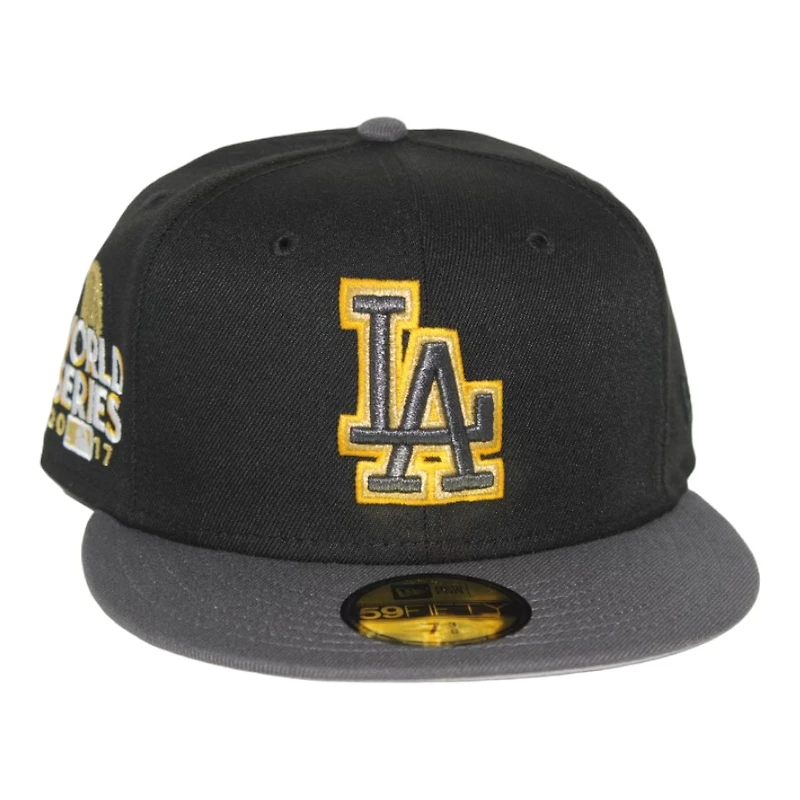 Los Angeles Dodgers Black and Graphite "Graduation Pack" 2017 World Series Patch Gray UV New Era 59Fifty Fitted Hat