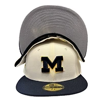 Michigan Wolverines Chrome and Navy 2023 Champs Patch Gray UV New Era 59FIFTY Fitted Hat
