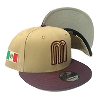 Mexico Tan and Maroon Mexico Flag Patch Gray UV New Era 9FIFTY Snapback Hat