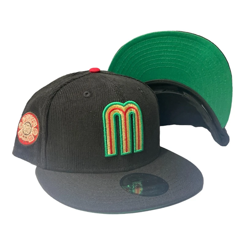 Mexico Black Cord Two Tone Aztec Patch Green UV New Era 9FIFTY Snapback Hat