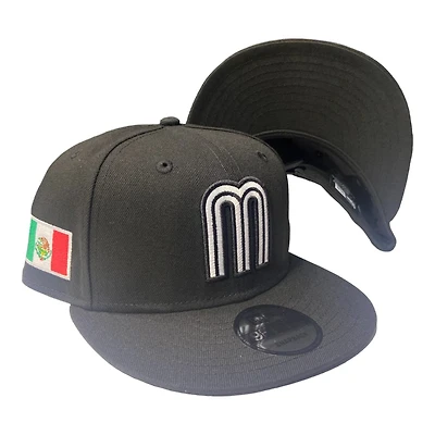 Mexico Black Mexico Flag Patch Black UV New Era 9FIFTY Snapback Hat