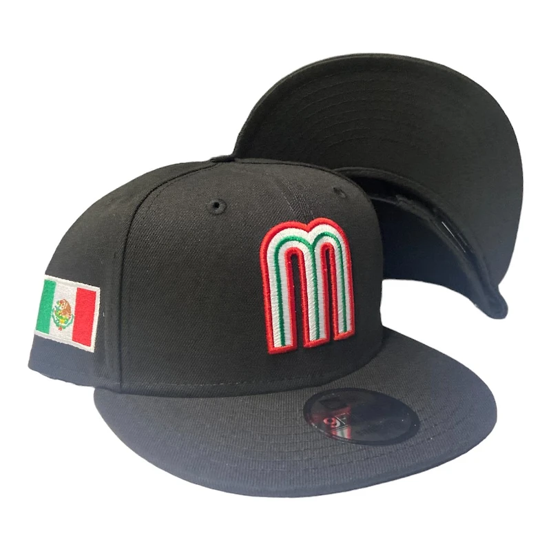Mexico Black Mexico Flag Patch Black UV New Era 9FIFTY Snapback Hat