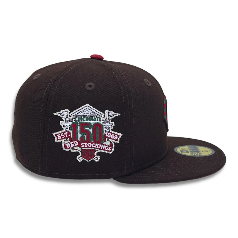 Cincinnati Reds Burnt Wood 150th Anni Patch Red UV 59FIFTY Fitted Hat