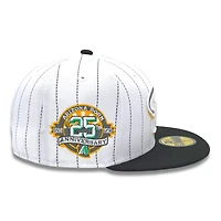 Arizona Diamondbacks White Pinstripes 25th Anni Patch Green UV New Era 59FIFTY Fitted Hat