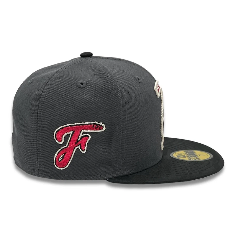 Fayetteville Woodpeckers Graphite and Tonal Black Camo F Patch Gray UV New Era 59FIFTY Fitted Hat