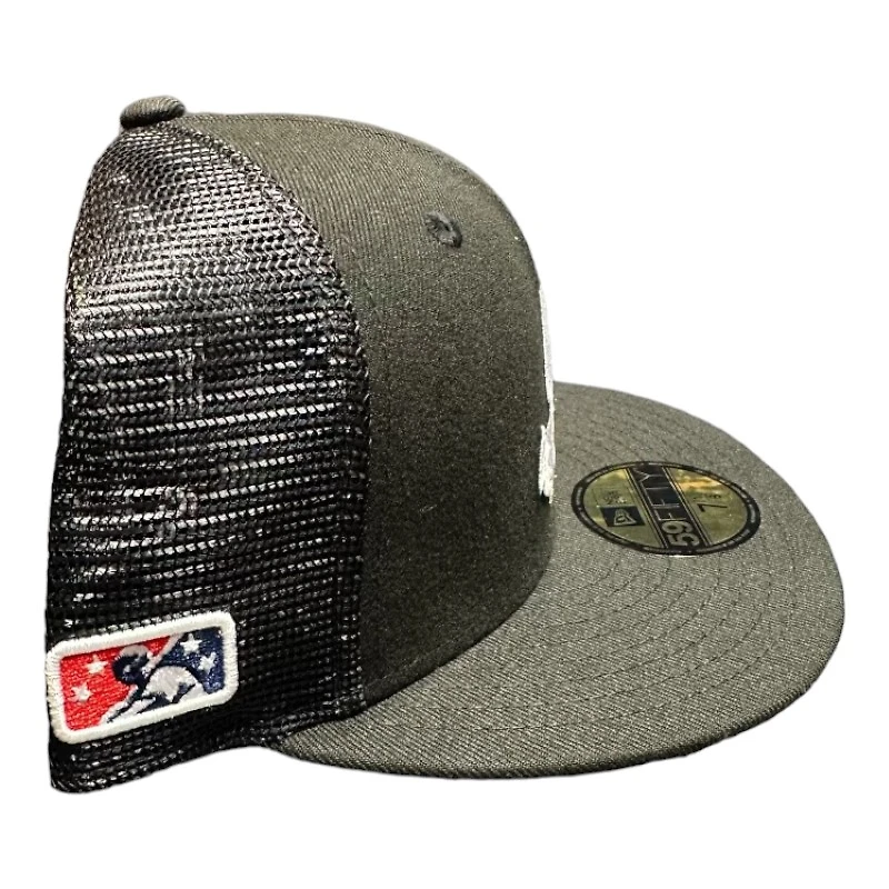 Stockton Ports Black Mesh Back MiLB Side Batty Gray UV New Era 59FIFTY Fitted Hat