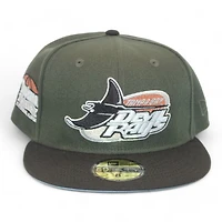 Tampa Bay Rays Dark Olive and Black "LiftedPinz Creator Gang Pack" Tropicana Stadium Patch Icy Blue UV New Era 59Fifty Fitted Hat